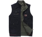 Plus 9xl Chaleco Hombre Algodón Chaleco táctico de doble cara Muchos bolsillos Chaqueta sin mangas Chalecos Para Hombre Abrigo Hombres L
