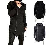 Sudadera con capucha de otoño para hombre, chaqueta con capucha informal, sudadera con capucha de manga larga, ropa de calle ajustada para hombre, chaqueta holgada, abrigos M negro