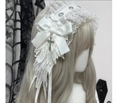 Diadema con lazo estilo Steampunk Y2K de estilo Harajuku para mujer, accesorios para el cabello y tocados de ángel oscuro estilo gótico Lolita negro