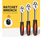 Llave de trinquete de 1/4 y 3/8 pulgadas, llave de tubo de trinquete con accionamiento de 24 dientes, herramienta manual multifunción, llave de mango de trinquete 1/4