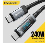 Essager-Cable USB C a USB tipo C, 240W, 5A, PD 3,1, cargador de carga rápida, Cable Digital para iPhone 15, portátil, MacBook Pro, Xiaomi 1m gris