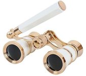 Binoculares metálicos, binoculares de ópera, lentes recubiertas, telescopio rojo con mango blanco