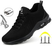 Zapatos de seguridad antipinchazos, zapatillas de trabajo con amortiguación de aire, zapatos de trabajo con punta de acero, zapatos de seguridad para hombres y mujeres, ligeros y transpirables 36