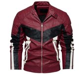 Chaqueta de cuero de PU para hombre Nueva chaqueta de cuero de motociclista acolchada y engrosada L