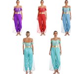 Disfraz de princesa árabe para mujer, vestido elegante de Bollywood, mono adornado con gemas, trajes de danza del vientre M rojo