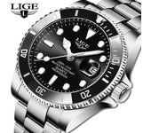 Reloj LIGE a la moda para hombre, relojes de acero inoxidable de lujo de primeras marcas, reloj de pulsera de cuarzo luminoso resistente al agua oro/azul