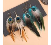 BLINGBAY Pendientes De Mujer Pendientes De Plumas Largas De Personalidad Exagerada Temperamento Bohemio para Mujer Pendientes De Borla De Estilo Étnico De Vacaciones Retro