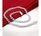 Joyas europeas y americanas Joyas de moda plateadas Collar con hebilla cuadrada lateral de 10 m para hombre 55cm