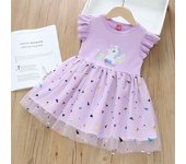 Vestido de moda para niñas, vestido de princesa dulce de verano con cuello halter y pompón. M(90cm)