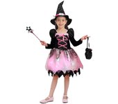 Disfraz de bruja para niñas, vestido de manga larga, disfraz de Halloween, talla 3 a 12, con luces 130 púrpura