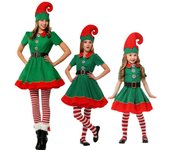 Disfraces de actuación de manga larga para niños y niñas de Navidad Disfraces de actuación para padres e hijos 100 verde