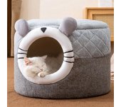 Cama cueva para gatos, cálida, suave, cerrada, para interiores, para gatos, gatitos, mascotas pequeñas, con almohadilla de cojín extraíble