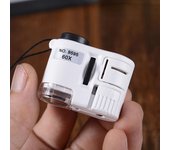 1 Uds 60X lupa de mano Mini microscopio de bolsillo lupa Detector de moneda lupa de joyería blanco