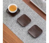 Posavasos de ébano vintage de madera con aislamiento térmico para tazas, posavasos para té, café, leche, suministros de cocina 7cm