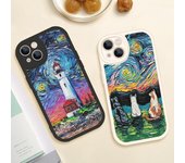 Funda protectora de piel de cordero con relieve 3D para iPhone 13, 12, 11, 14 Pro MAX, MiNi, 7, 8, 14 Plus, XS, XR, 13 Pro, con pintura al óleo iphone 14 Pro