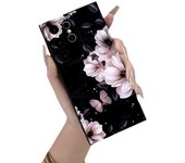 Funda para móvil Samsung S23A55: Funda protectora con diseño anticaídas y diseño de flores Samsung S23FE negro