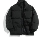 Chaqueta de invierno cálida estilo Harajuku para hombre, de color sólido, impermeable, informal, con cuello alto, para invierno M