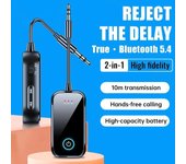 Transmisor y Receptor de Audio Bluetooth 5.4 2 en 1 Inalámbrico Adaptador de Audio Auxiliar de 3.5 mm Transmisor Bluetooth para TV Coche Auriculares
