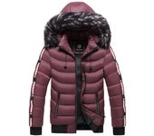 Chaqueta con capucha de invierno para hombre, chaqueta de algodón cálida y gruesa, chaqueta de algodón a prueba de viento, informal, Paisley L rojo