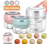 (100/250ml)Trituradora de ajo eléctrica inalámbrica mejorada, agitador, picadora de verduras, cocina, ajo, patata, trituradora de carne, 2023 100ml blanco