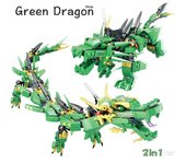 471 Uds. 2 en 1 serie Ninjago dragón verde lucha bloques de construcción Mech niños Diy ladrillos juguetes para niños regalos educativos