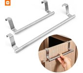 Toallero de acero inoxidable, soporte para toallas de baño, soporte para puerta de armario de cocina, organizador colgante, estante de pared, barra de toalla montada S plata