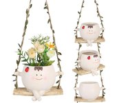 Maceta colgante con cara abatible, bonita maceta para plantas suculentas, maceta de resina para colgar en la pared, suministros de jardín