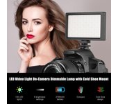 LIYADI Panel de luz de vídeo LED en la cámara 3200K-5600K Lámpara regulable Brillo ajustable Luz de flash negro
