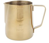 Jarra de acero inoxidable para espumar leche y café con escala para café casero, latte art, dorada, 350 ml oro