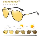 AORON Metal Frame Night Vision Gafas de sol polarizadas fotocrómicas para hombres Gafas de conducción nocturna para mujeres oro