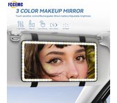 Espejo retrovisor con luz LED para coche, espejo de maquillaje HD mejorado, espejo retrovisor con 3 modos, pantalla táctil regulable y carga USB negro