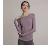 Camiseta ajustada de manga larga con cuello redondo para mujer, camiseta para correr para deportes al aire libre, ropa de entrenamiento transpirable y de secado rápido S