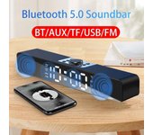 Barra de sonido auxiliar para TV con cable USB e inalámbrica Bluetooth Home Theater Transmisión por FM Barra de sonido envolvente Audio para juegos de tiroteos negro