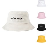 Sombrero de pescador con sombrilla estampada a la moda para mujer, sombrero de lavabo, sombrero de cubo para exteriores One Size negro