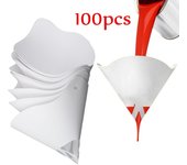 100 piezas de papel de filtro de pintura, 11 x 19 cm, 100 micrones, malla de papel de filtro de pintura en aerosol para automóviles, embudo colador cónico desechable