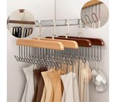 Gancho de suspensión de madera maciza multifuncional para mujer, colgador de almacenamiento para sujetador, cinturón para el hogar, duradero, 8 ganchos, organizador de ropa para armario, 1 ud. beige claro