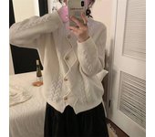 Suéter de mujer de otoño e invierno, suéter vintage de color liso suave, chaqueta de mujer, cárdigan de punto, top elegante de tendencia One Size gris