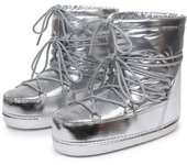 Botas de nieve con plataforma impermeables para mujer, zapatos de invierno, botas espaciales antideslizantes, botines cálidos de felpa, zapatos de algodón con cordones 35-36(22.5-23cm) plata