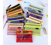 Bolsa de almacenamiento de red de doble capa colorida A6, bolsa de maquillaje diario, bolsa de cosméticos, portatarjetas portátil, organizador de auriculares, monedero color rosa