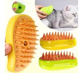 Cepillo de vapor para gatos, cepillo para perros 3 en 1, cepillos eléctricos para el pelo de gatos con pulverizador para masaje, peine para el cuidado de mascotas, peines para depilación amarillo