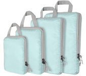 Bolsas de compresión para viajes, 4 piezas, organizador de viaje de compresión, juego de bolsas organizadoras de maletas, cubos de embalaje, viaje, doble costura negro