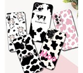 Funda de TPU negra para Samsung Galaxy M53, M13, M62, A12, A22, A32, A42, A52, A72, 4G, 5G, A20S, carcasa trasera con bonito estampado de manchas de vaca. Samsung A20S