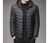 Chaqueta corta de plumón entallada para hombre con cuello alto y capucha para otoño e invierno. M