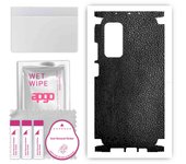 apgo Protective Skin Sticker for the back+sides compatible with Xiaomi Mi 10T Pro 5G, Full Wrap Film, Foil, Vinyl - Pattern Black Leather