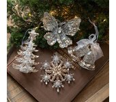 Adornos navideños acrílicos con forma de estrella y copo de nieve en 3D para árbol de Navidad, adornos navideños para árbol de Navidad, para celebrar One Size