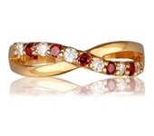 Anillo chapado en oro 'Sissi' oro blanco rojo - 4 mm 62 rojo