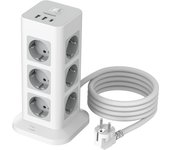 Tessan Regleta de enchufes con protección contra sobretensiones, 3600 W, 16 A, 12 tomas con USB C y 2 USB A, regleta con cable alargador de 2 m, color gris 12 Outlet&2 USB A 1 USB C gris