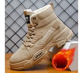 Zapatillas de deporte para hombre, botas de trabajo impermeables, zapatos de trabajo de suela gruesa de felpa, resistentes al frío, con cordones, antideslizantes, de algodón 2024 39 caqui