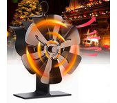 Estufa de calor con ventilador de 6 aspas, resistencia a altas temperaturas, autoarranque, estufa de leña, ventilador para hogar Fireplace fan negro