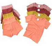 Productos de verano glutinoso de manga corta protección del vientre pantalones cortos de cintura alta conjunto de pijamas para niños en casa M